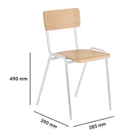Stapelstuhl Ceha® CS 3, stapelbar bis 15 Stück, ohne Armlehnen, Sperrholz & Stahlrohr pulverbeschichtet, B 385 x T 390 x H 490 mm, Buche/lichtgrau