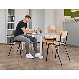 Stapelstuhl Ceha® CS 3, stapelbar bis 15 Stück, ohne Armlehnen, Sperrholz & Stahlrohr pulverbeschichtet, B 385 x T 390 x H 490 mm, Buche/schwarz