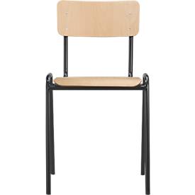 Stapelstuhl Ceha® CS 3, stapelbar bis 15 Stück, ohne Armlehnen, Sperrholz & Stahlrohr pulverbeschichtet, B 385 x T 390 x H 490 mm, Buche/schwarz
