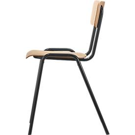 Stapelstuhl Ceha® CS 3, stapelbar bis 15 Stück, ohne Armlehnen, Sperrholz & Stahlrohr pulverbeschichtet, B 385 x T 390 x H 490 mm, Buche/schwarz