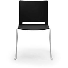 Stapelstuhl ILike, inkl. Kunststoffgleiter, Gestell alugrau lackiert, schwarz, 4 Stück