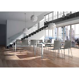 Stapelstuhl ILike, inkl. Kunststoffgleiter, Gestell verchromt, grau, 4 Stück