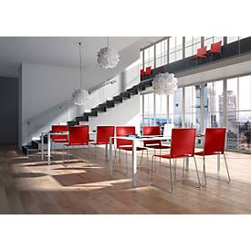 Stapelstuhl ILike, inkl. Kunststoffgleiter, Gestell verchromt, rot, 4 Stück