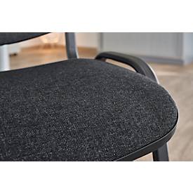 Stapelstuhl ISO Basic, ohne Armlehnen, 4-Fußgestell, Stoffbezug, stapelbar bis 12 Stück, B 545 x T 560 x H 820 mm, Bezug anthrazit, Gestell schwarz