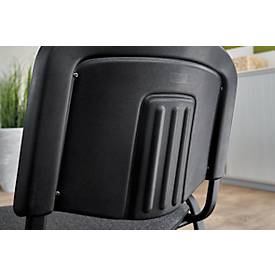 Stapelstuhl ISO Basic, ohne Armlehnen, 4-Fußgestell, Stoffbezug, stapelbar bis 12 Stück, B 545 x T 560 x H 820 mm, Bezug anthrazit, Gestell schwarz