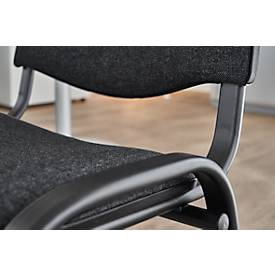 Stapelstuhl ISO Basic, ohne Armlehnen, 4-Fußgestell, Stoffbezug, stapelbar bis 12 Stück, B 545 x T 560 x H 820 mm, Bezug anthrazit, Gestell schwarz
