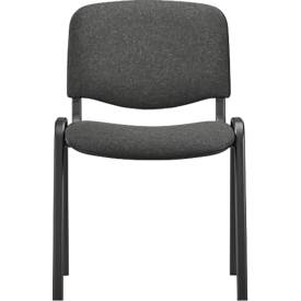 Stapelstuhl ISO Basic, ohne Armlehnen, 4-Fußgestell, Stoffbezug, stapelbar bis 12 Stück, B 545 x T 560 x H 820 mm, Bezug anthrazit, Gestell schwarz