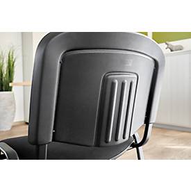 Stapelstuhl ISO Basic, ohne Armlehnen, 4-Fußgestell, Stoffbezug, stapelbar bis 12 Stück, B 545 x T 560 x H 820 mm, Bezug blau, Gestell alusilber