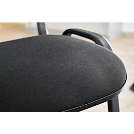 Stapelstuhl ISO Basic, ohne Armlehnen, 4-Fußgestell, Stoffbezug, stapelbar bis 12 Stück, B 545 x T 560 x H 820 mm, Bezug blau, Gestell schwarz