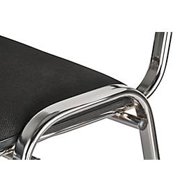 Stapelstuhl ISO Basic, ohne Armlehnen, 4-Fußgestell, Stoffbezug, stapelbar bis 12 Stück, B 545 x T 560 x H 820 mm, Bezug hellgrau, Gestell alusilber