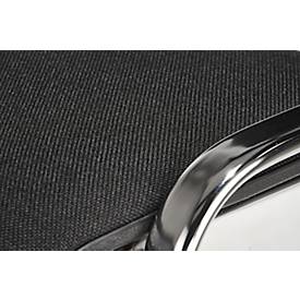 Stapelstuhl ISO Basic, ohne Armlehnen, 4-Fußgestell, Stoffbezug, stapelbar bis 12 Stück, B 545 x T 560 x H 820 mm, Bezug hellgrau, Gestell alusilber