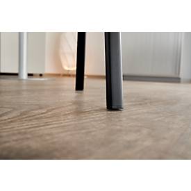 Stapelstuhl ISO Basic, ohne Armlehnen, 4-Fußgestell, Stoffbezug, stapelbar bis 12 Stück, B 545 x T 560 x H 820 mm, Bezug hellgrau, Gestell schwarz