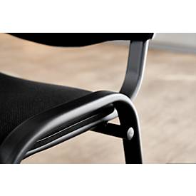 Stapelstuhl ISO Basic, ohne Armlehnen, 4-Fußgestell, Stoffbezug, stapelbar bis 12 Stück, B 545 x T 560 x H 820 mm, Bezug hellgrau, Gestell schwarz