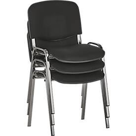 Stapelstuhl ISO Basic, ohne Armlehnen, 4-Fussgestell, Stoffbezug, stapelbar bis 12 Stück, B 545 x T 560 x H 820 mm, Bezug schwarz, Gestell verchromt