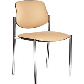 Stapelstuhl Styl, mit oder ohne Armlehnen, Echtleder, schwarz oder beige, stapelbar bis zu 6 Stück