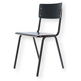 Stapelstuhl ZERO, stapelbar bis 4 Stück, Rundrohr-Fußgestell, B 380 x T 380 x H 460 mm, schwarz/schwarz, 2 Stück