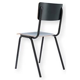 Stapelstuhl ZERO, stapelbar bis 4 Stück, Rundrohr-Fußgestell, B 380 x T 380 x H 460 mm, schwarz/schwarz, 2 Stück