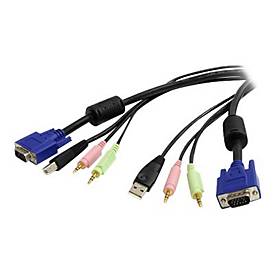 1,8m 4-in-1 USB VGA KVM Kabel mit Audio - USB VGA KVM Switch Kabel mit Audio - Tastatur- / Video- / Maus- / Audio-Kabel - 1.8 m