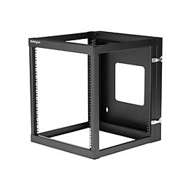 Image of StarTech.com 12U Hinged Open Frame Wall Mount Server Rack - 4 Post 22 in. Depth Network Equipment Rack Cabinet - 140 lbs capacity (RK1219WALLOH) - Schrank - 12U