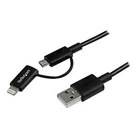 1m Apple Lightning oder Micro USB auf USB Kabel - iPhone iPad iPod Lade- und Sync-Kabel - Schwarz - Lade-/Datenkabel - Lightning / USB -