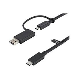 Image of StarTech.com 1m USB-C Kabel mit USB-A Adapter Dongle - Hybrid 2-in-1 USB-C Kabel mit USB-A - USB-C auf USB-C (10Gbit/s - 100W PD), USB-A auf USB-C (5 Gbit/s) (USBCCADP) - USB Typ-C-Kabel - USB-C bis USB-C - 1 m