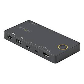 Image of StarTech.com 2 Port Hybrid USB-A + HDMI & USB-C KVM Switch, Single 4K 60Hz HDMI 2.0 Monitor, Compact Desktop and/or Laptop HDMI KVM Switch, USB Bus Powered, Thunderbolt 3 Compatible - 2 Port HDMI KVM Switch (SV221HUC4K) - KVM-/Audio-Switch - 2 Ans...