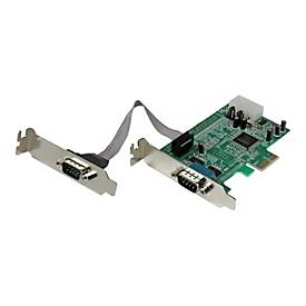 Image of StarTech.com 2 Port Seriell RS232 PCI Express Low Profile Schnittstellenkarte mit 16550 UART - 2 Port RS-232 / DB9 PCIe LP Karte - Serieller Adapter - PCIe Low-Profile - RS-232 x 2