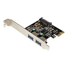 Image of StarTech.com 2 Port USB 3.0 SuperSpeed PCI Express Schnittstellenkarte mit SATA Stromanschluss - 2-fach USB 3.0 PCIe Controller Karte - USB-Adapter - PCIe - USB 3.0 x 2