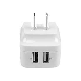 StarTech.com 2 Port USB Ladegerät / Netzteil - 2-fach Ladestecker 17 Watt / 3.4 Amp - Dual Reiseladegerät 110 / 220V - Weiß - Netzteil - 17 Watt - 3.4 A - 2 Ausgabeanschlussstellen (USB)