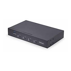 StarTech.com 4-Port KM Switch with Mouse Roaming, USB Switch for Keyboard/Mouse, 3.5mm and USB Audio, Peripheral Sharing