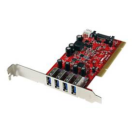 Image of StarTech.com 4 Port USB 3.0 PCI Schnittstellenkarte - PCI SuperSpeed USB 3.0 Controller Karte - 2 x USB3.0 (Buchse) je 1x SATA/SP4 intern - USB-Adapter - PCI-X - USB 3.0 x 4