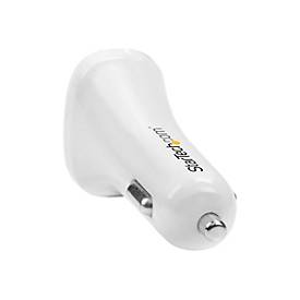 StarTech.com Dual Port USB KFZ Ladegerät - 24W/4.8 - Weiß - 2 Port USB Autoladegerät - Auto-Netzteil - 24 Watt - 4.8 A - 2 Ausgabeanschlussstellen (USB)