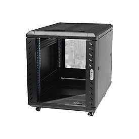 RK1236BKF Serverschrank (12HE, 73,7 cm tief, bis max. 800 Kg belastbar, mit Rollen, Tür mit Fenster und Schloss) Schrank - 12U
