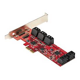 Image of StarTech.com SATA PCIe Card, 10 Port PCIe SATA Expansion card, 6Gbps SATA Card, Low/Full Profile, Stacked SATA Connectors, ASM1062 Non-Raid SATA Controller Card / Adapter - PCI Express to SATA Converter (10P6G-PCIE-SATA-CARD) - Speicher-Controller...