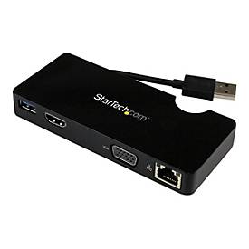 Image of StarTech.com USB 3.0 Universal Laptop Mini Dockingstation mit HDMI oder VGA, Gigabit Ethernet, USB 3.0 - Dockingstation - USB - HDMI - GigE