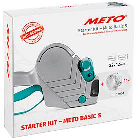 Starterset Preisauszeichner METO® Basic S 822, 1-zeilig, 8-stellig, für Etiketten mit Format B 22 x H 12 mm, inkl. Tintenrolle und 11000 Etiketten