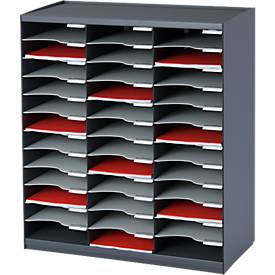 Station de tri PAPERFLOW, format A4, polystyrène, 36 compartiments, l. 674 x P 304 x H 791 mm, anthracite