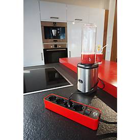 Steckdosenleiste brennenstuhl Ecolor, 4-fach im Winkel von 45°, mit Schalter, IP20, Kabellänge 1,5 m, L 235 x B 58 x T 80 mm, Kunststoff, rot-schwarz