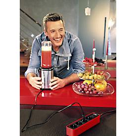 Steckdosenleiste brennenstuhl Ecolor, 4-fach im Winkel von 45°, mit Schalter, IP20, Kabellänge 1,5 m, L 235 x B 58 x T 80 mm, Kunststoff, rot-schwarz