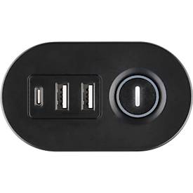 Steckdosenleiste Olympia IOIO SL 3000, 3-fach + 2 x USB-A und 1 x USB-C, Kabellänge 1,5 m, Polypropylen, schokobraun