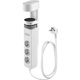 Steckdosenleiste Olympia IOIO SL 3000, 3-fach + 2 x USB-A und 1 x USB-C, Kabellänge 1,5 m, Polypropylen, weiß