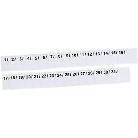 Steckkarten für Ultradex Stecktafeln Planrecord, Variante Zahlen 1-31, beschreibbar, B 40 x H 32 mm, Papier, weiß, 1 Satz mit 31 Stück