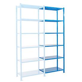 Steckregal-Anbaufeld, m. 6 Stahlblechböden, B 1260 x T 600 x H 3000 mm
