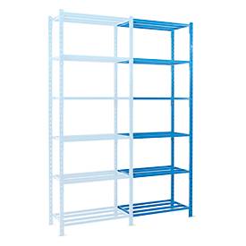 Steckregal-Anbaufeld mit Rohrgitterböden, B 1010 x T 800 x H 3000 mm