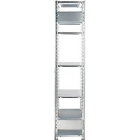 Steckregal Express, 5 Fachböden, Tragkraft 150 kg/Boden, Feldlast 1300 kg, Kreuzstreben, B 1000 x T 300 x H 2000 mm, Stahl