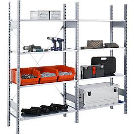 Steckregal FBR 2200, Komplettregal 2,08 m, 1 Grund- und 1 Anbaufeld incl. 8 Böden, H 2013 x B 2080 x T 500 mm