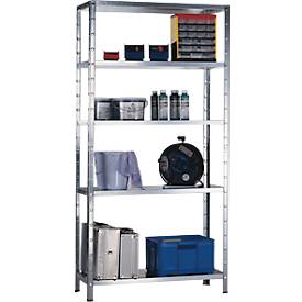 Steckregal im Baukastensystem, Grundregal, 1000 x 500 x 2000 mm, verzinkt