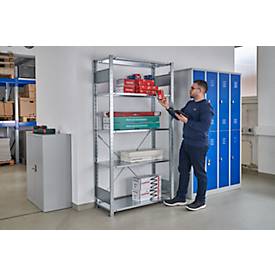 Steckregal MULTIplus150 Express, 5 Fachböden, Tragkraft 150 kg/Boden, Feldlast 1300 kg, B 1000 x T 300 x H 2000 mm, Stahl