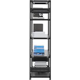 Steckregal ORDO Business, Grundregal, modular, 5 Fachböden, Fachlast 140 kg, Feldlast 1000 kg, B 1060 x T 835 x H 2500 mm, Stahl, schwarz