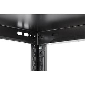 Steckregal ORDO Business, Grundregal, modular, 5 Fachböden, Fachlast 185 kg, Feldlast 1000 kg, B 1360 x T 835 x H 2500 mm, Stahl, schwarz